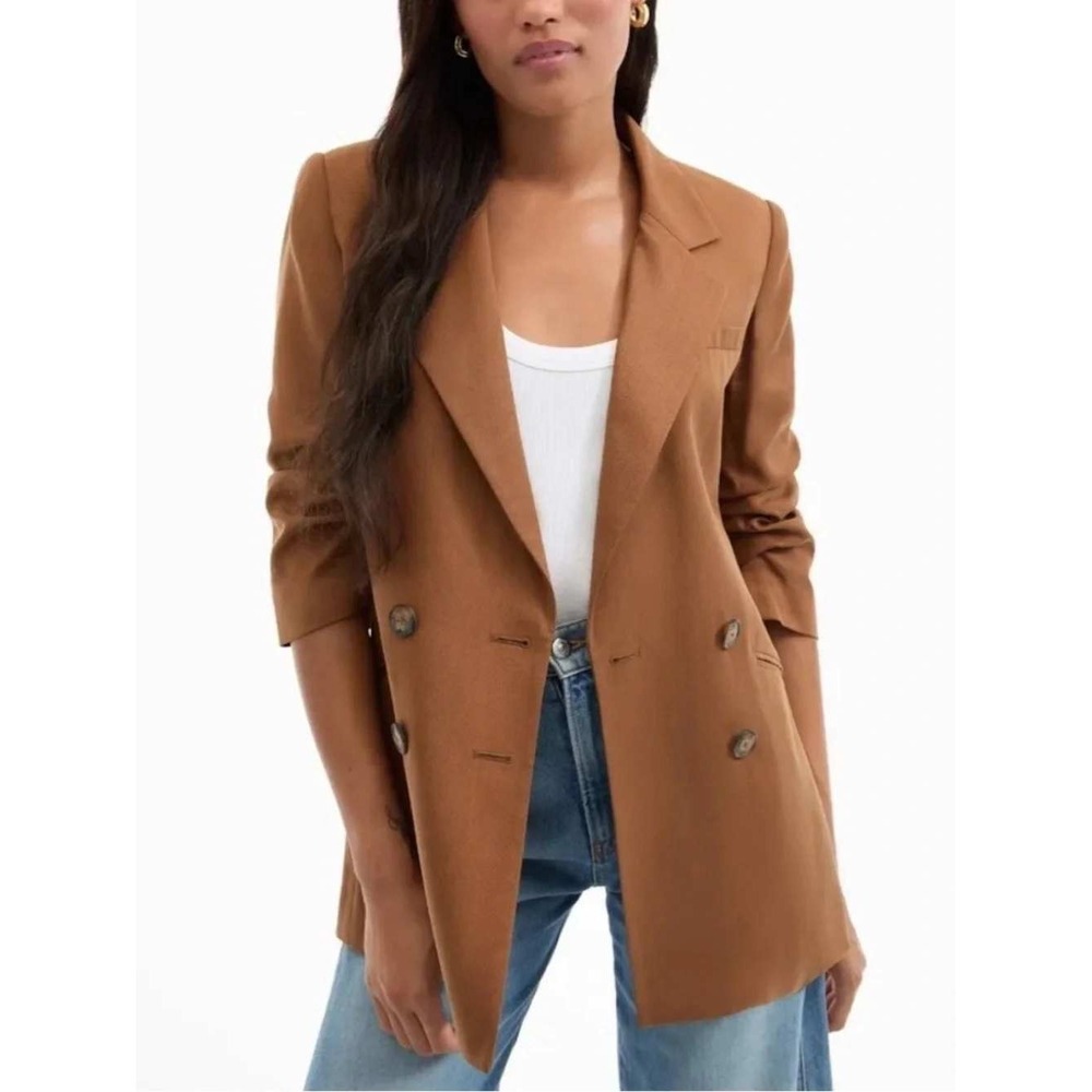 Veronica Beard Rupert Double Breasted Jacket Whisky Brown Womens 4